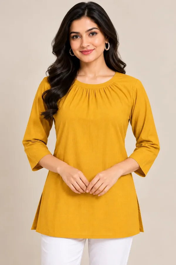 Mustard_Cotton_Flex_Regular_Fit_Tunic_For_Women