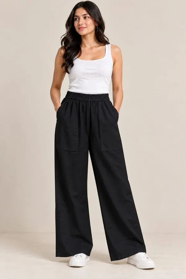 Black_Cotton_Flex_Wide_Leg_Trousers_For_Women