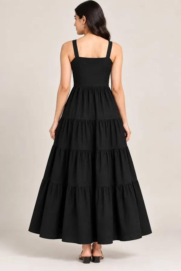 Black_Cotton_Flex_Tiered_Maxi_Dress_For_Women