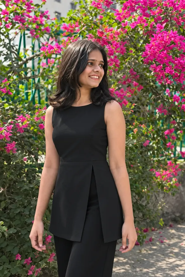 Black_Cotton_Flex_Sleeveless_Peplum_Co-Ord_Set_For_Women
