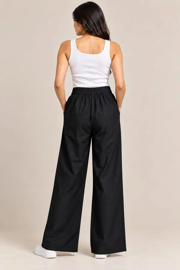 Black_Cotton_Flex_Wide_Leg_Trousers_For_Women