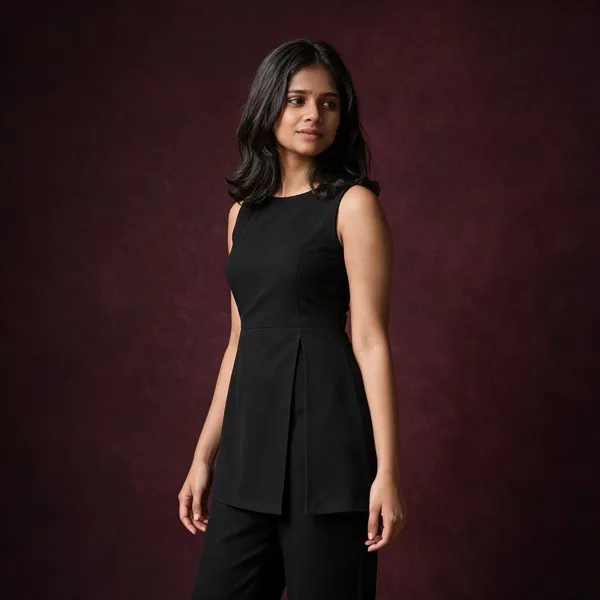 Black_Cotton_Flex_Sleeveless_Peplum_Co-Ord_Set_For_Women