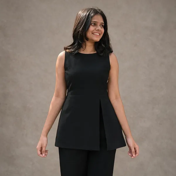 Black_Cotton_Flex_Sleeveless_Peplum_Co-Ord_Set_For_Women