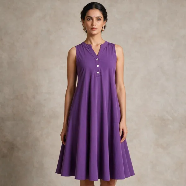 Purple_Cotton_Flex_Sleeveless_A-Line_Flared_Dress_For_Women
