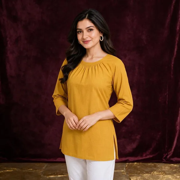 Mustard_Cotton_Flex_Regular_Fit_Tunic_For_Women
