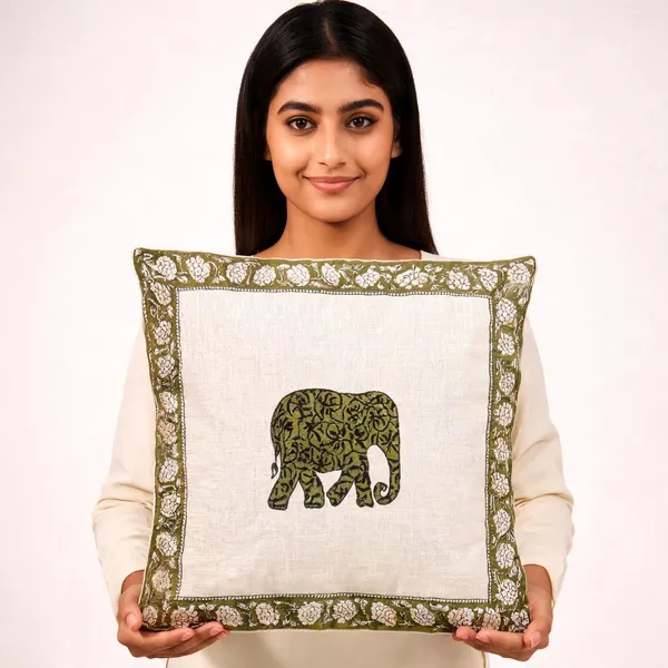 Cotton_Elephant_Motif_Cream_Square_Cushion_Cover