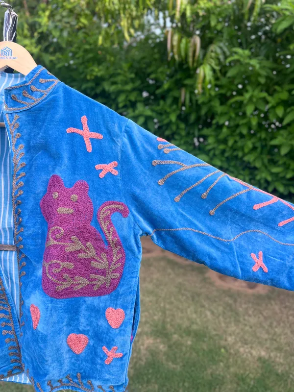 Blue_Velvet_Embroidered_Jacket_For_Women