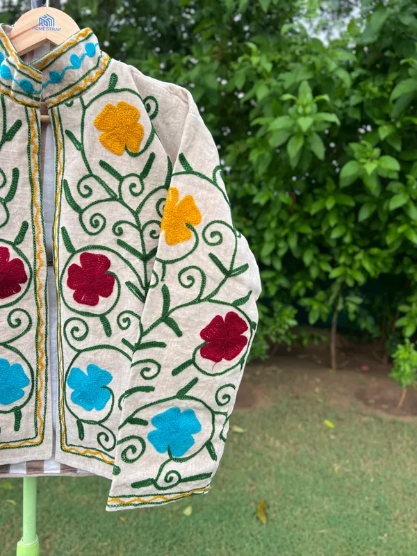 Beige_Velvet_Embroidered_Front_Zip_Jacket_For_Women