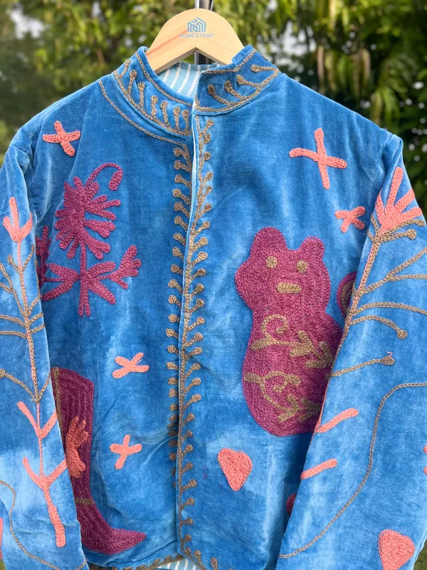 Blue_Velvet_Embroidered_Jacket_For_Women