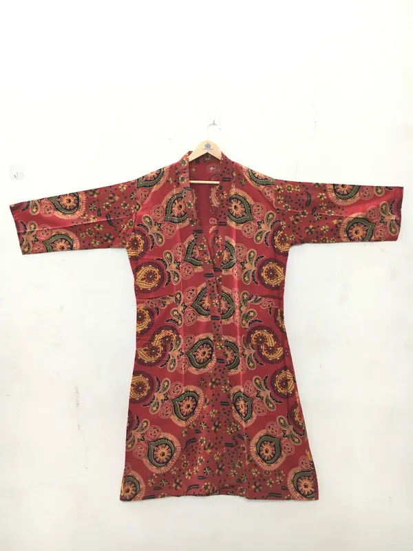 Maroon_Cotton_Paisley_Print_Tie_Waist_Kimono_Robe_For_Women