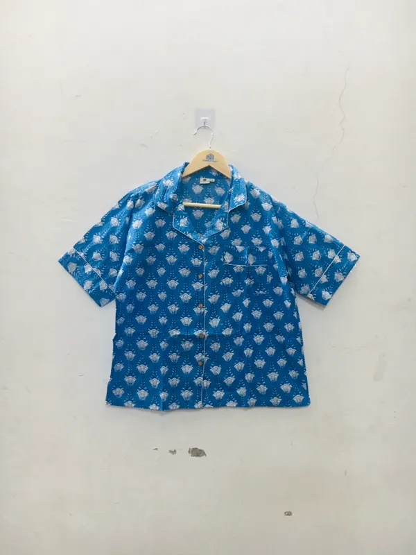 Blue_Cotton_Printed_Short_Sleeve_Night_Suit_For_Women