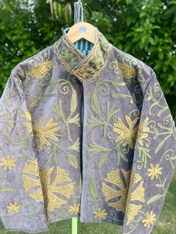Grey_Velvet_Embroidered_Bandhgala_Jacket_For_Women