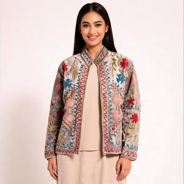 Grey_Velvet_Floral_Embroidered_Jacket_For_Women