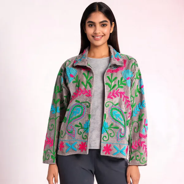 Grey_Velvet_Floral_Embroidered_Full_Sleeve_Jacket_For_Women
