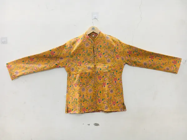 Mustard_Cotton_Floral_Paisley_Print_Mandarin_Collar_Jacket_For_Women