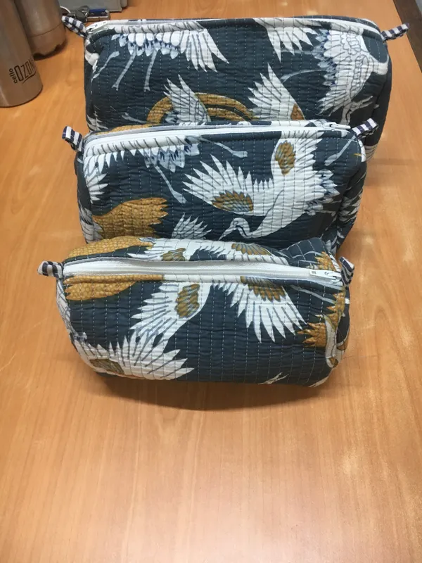 Navy_Cotton_Quilted_Bird_Print_Makeup_Pouch_Set_For_Women