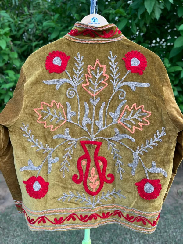 Brown_Velvet_Floral_Embroidered_Bandhgala_Jacket_For_Women