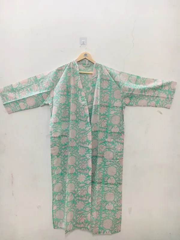 Mint_Green_Cotton_Floral_Print_Kimono_Robe_For_Women
