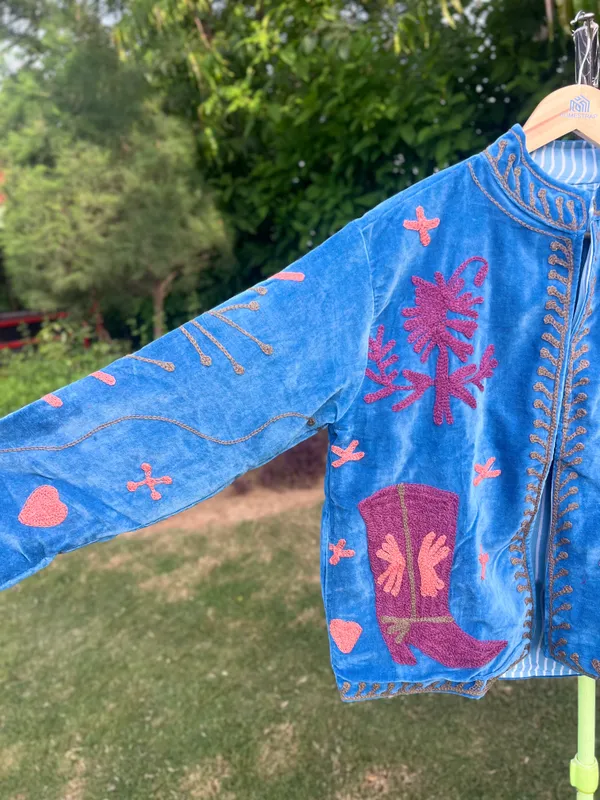 Blue_Velvet_Embroidered_Jacket_For_Women