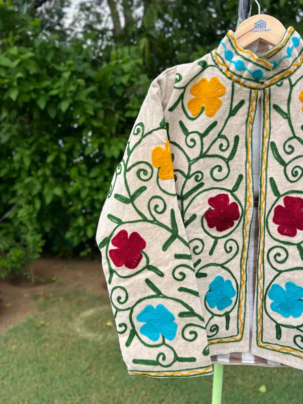 Beige_Velvet_Embroidered_Front_Zip_Jacket_For_Women