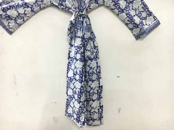 Blue_Cotton_Floral_Print_Open_Front_Kimono_Robe_For_Women