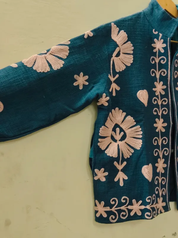 Teal_Floral_Embroidered_Full_Sleeve_Jacket_For_Women