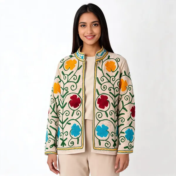 Beige_Velvet_Embroidered_Front_Zip_Jacket_For_Women