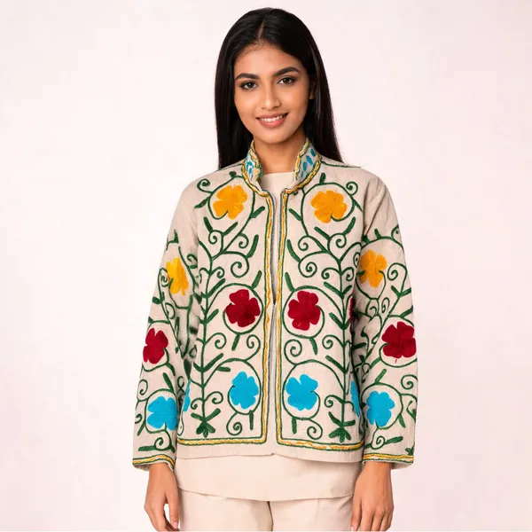 Beige_Velvet_Embroidered_Front_Zip_Jacket_For_Women