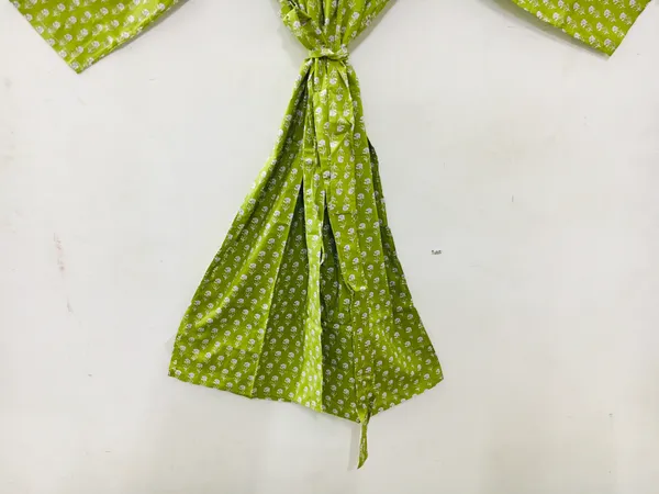 Green_Cotton_Printed_Long_Sleeve_Kimono_Robe_For_Women