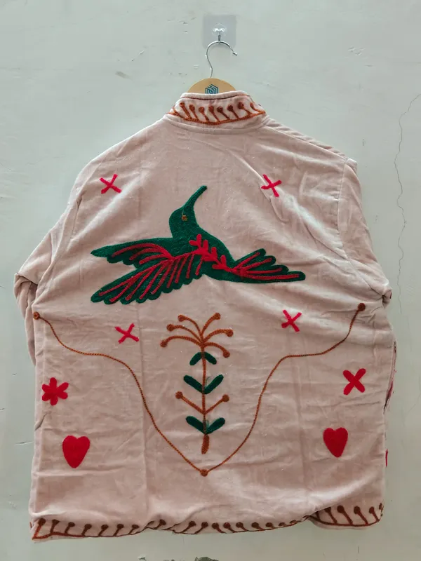 Pink_Velvet_Floral_Embroidered_Zip_Front_Jacket_For_Women