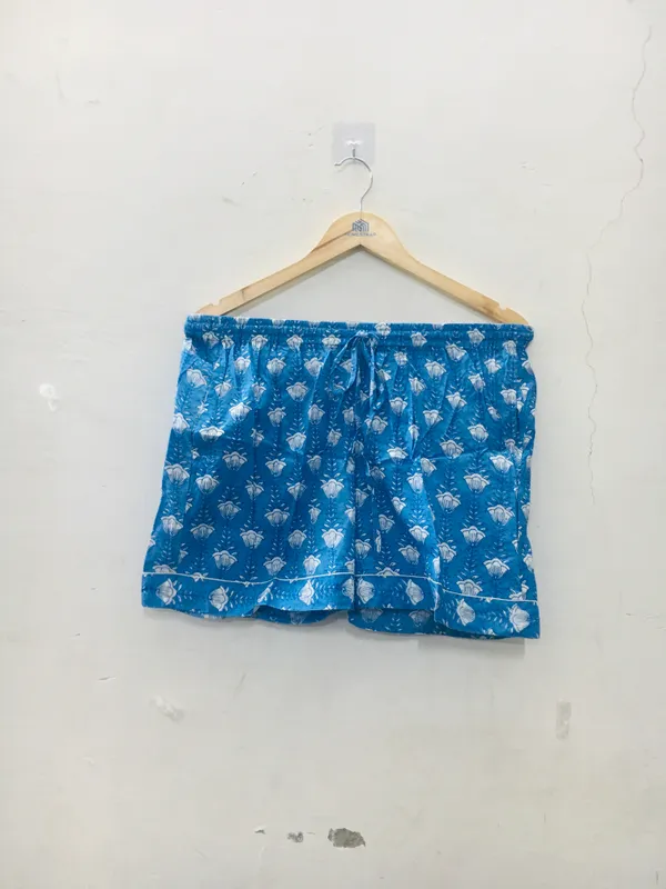 Blue_Cotton_Printed_Short_Sleeve_Night_Suit_For_Women