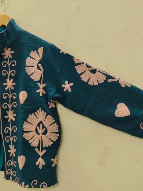 Teal_Floral_Embroidered_Full_Sleeve_Jacket_For_Women