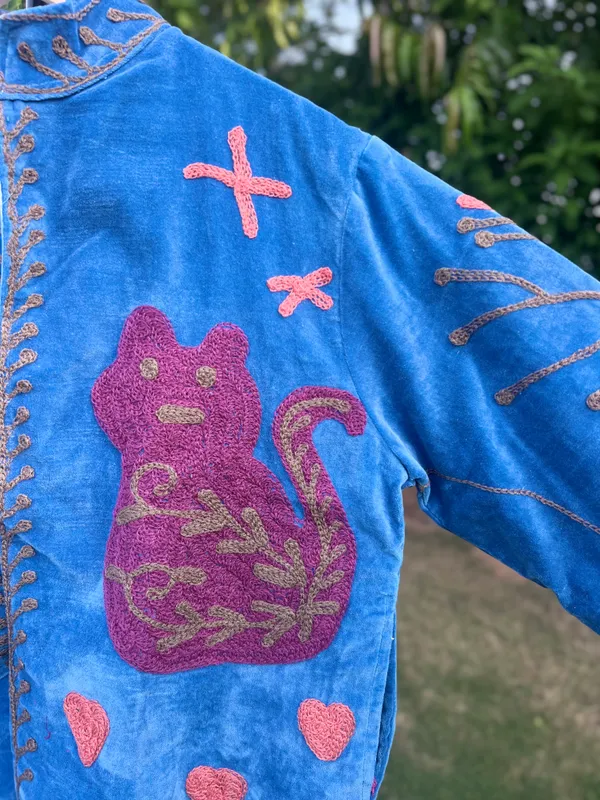Blue_Velvet_Embroidered_Jacket_For_Women