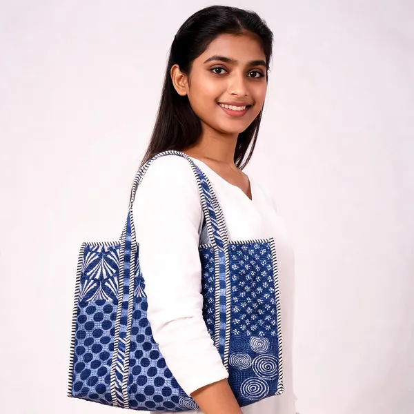 Blue_Cotton_Geometric_Floral_Print_Quilted_Tote_Bag_For_Women