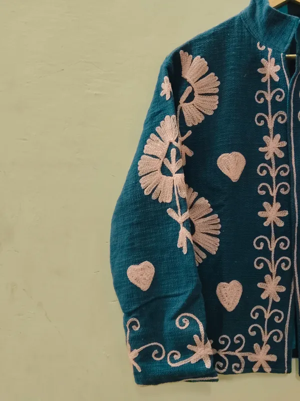 Teal_Floral_Embroidered_Full_Sleeve_Jacket_For_Women