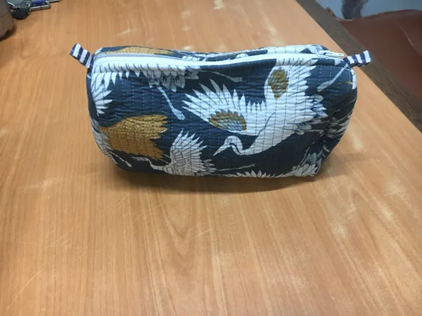 Navy_Cotton_Quilted_Bird_Print_Makeup_Pouch_Set_For_Women