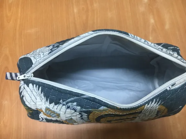 Navy_Cotton_Quilted_Bird_Print_Makeup_Pouch_Set_For_Women