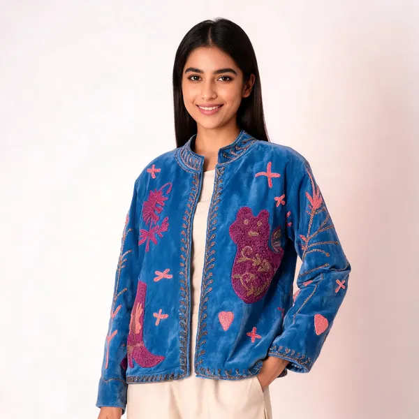 Blue_Velvet_Embroidered_Jacket_For_Women