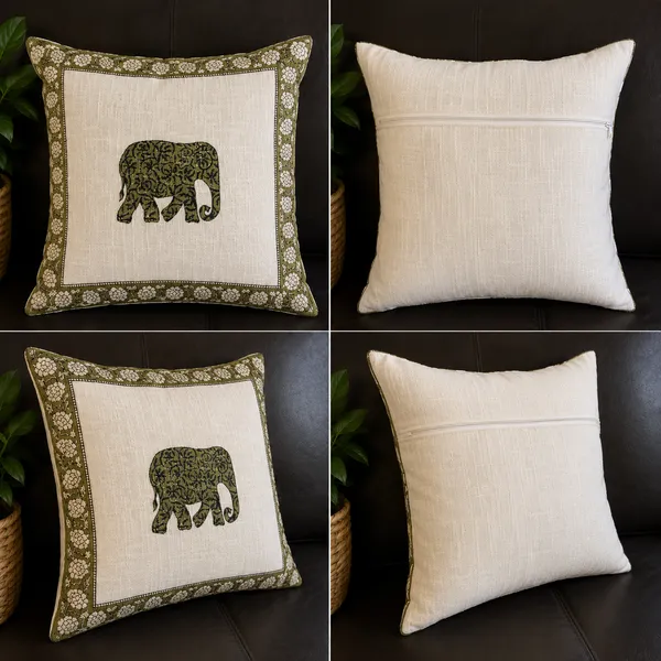 Cotton_Elephant_Motif_Cream_Square_Cushion_Cover