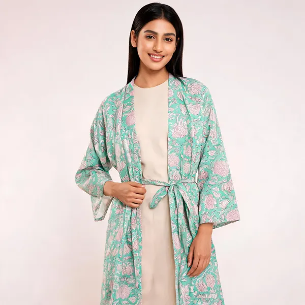 Mint_Green_Cotton_Floral_Print_Kimono_Robe_For_Women