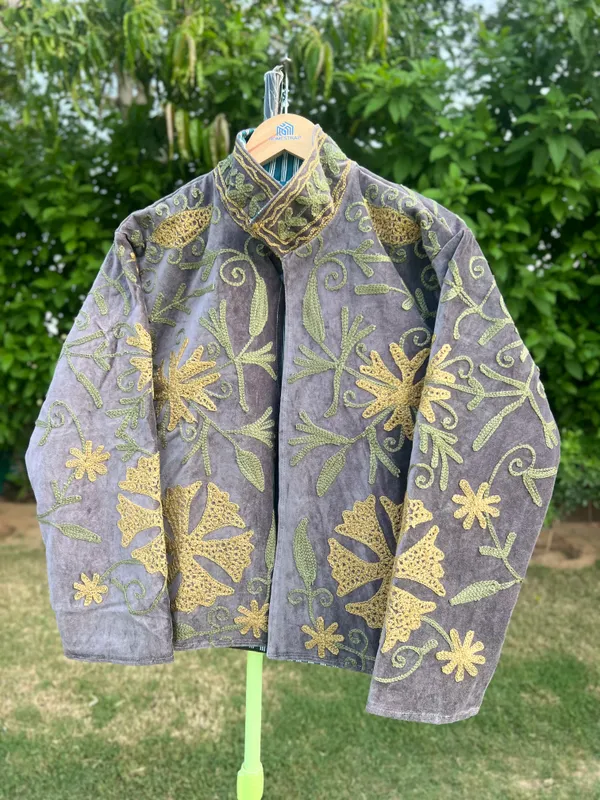 Grey_Velvet_Embroidered_Bandhgala_Jacket_For_Women