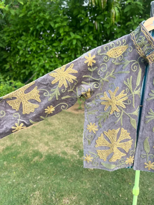 Grey_Velvet_Embroidered_Bandhgala_Jacket_For_Women