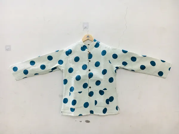 White_Cotton_Polka_Dot_Mandarin_Collar_Shirt_For_Women