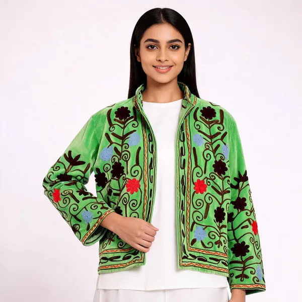 Green_Velvet_Floral_Embroidered_Ethnic_Jacket_For_Women
