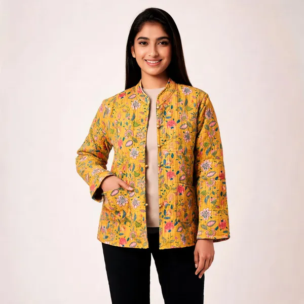 Mustard_Cotton_Floral_Paisley_Print_Mandarin_Collar_Jacket_For_Women