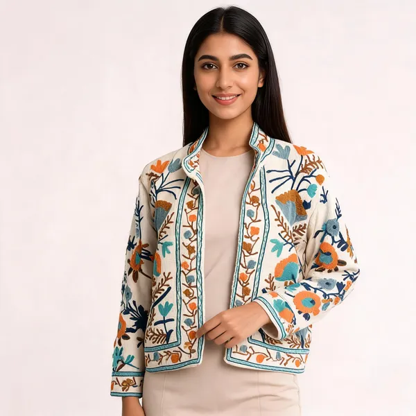 White_Floral_Embroidered_Open_Front_Ethnic_Jacket_For_Women