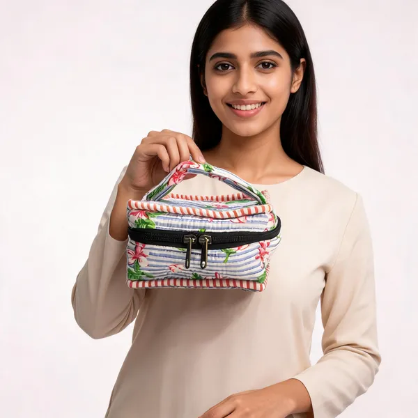 Multicolor_Cotton_Striped_Zippered_Makeup_Pouch_For_Women