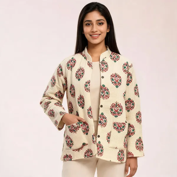 Cream_Cotton_Quilted_Floral_Printed_Jacket_For_Women