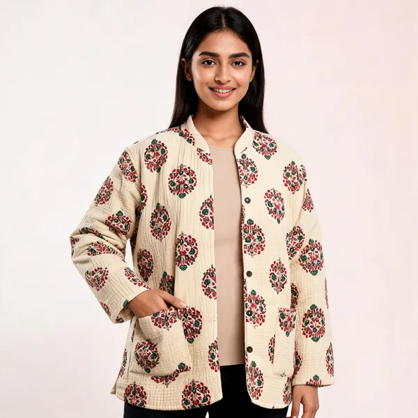 Cream_Cotton_Quilted_Floral_Printed_Jacket_For_Women