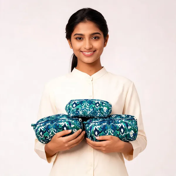 Blue_Cotton_Quilted_Floral_Print_Makeup_Pouch_Set_For_Women